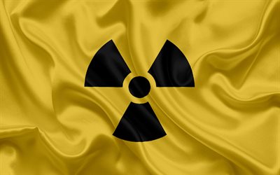 sign of radiation, danger signs, yellow silk background, warning signs, radiation