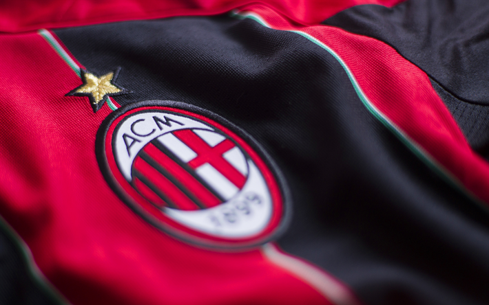 El AC Milan, 4k, italiano, club de f&#250;tbol, camiseta, emblema, logo, de la Serie a, Italia, el f&#250;tbol