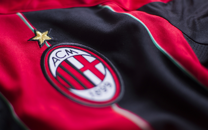 L&#39;AC Milan, 4k, italien, club de football, T-shirt, embl&#232;me, logo, Serie A, Italie, football