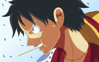 Monkey D Luffy, close-up, obras de arte, manga, Uma Pe&#231;a