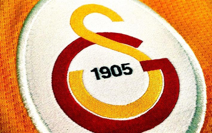 El Galatasaray SK, emblema, turco, club de f&#250;tbol, campe&#243;n, logotipo bordado, Turqu&#237;a, f&#250;tbol, camiseta, tela de textura