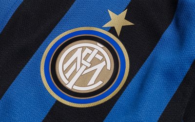 Internazionale FC, logo, emblem, Inter Milan FC, Italian football club, fabric texture, Milan, Serie A, Italy