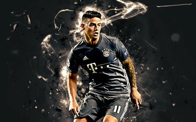 James Rodriguez, Colombian footballer, Bayern Munich FC, Germany, soccer, James, Bundesliga, neon lights