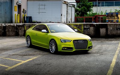 Audi S5 Coupe, street, 2018 cars, tuning, lime S5, german cars, Audi