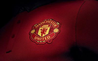 Manchester United, logo on the T-shirt, MU, emblem, red T-shirt, Premier League, England, football, English football club