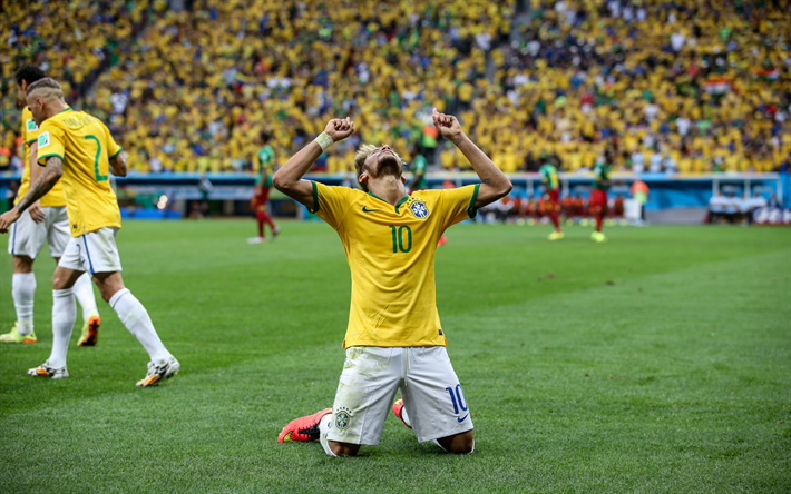 Neymar Jr, Brasil el equipo nacional de f&#250;tbol, el objetivo, el juego de f&#250;tbol, mundial de f&#250;tbol estrella, el Brasil, el f&#250;tbol