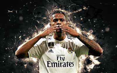Mariano, spanish footballer, neon lights, Real Madrid FC, Mariano Diaz Mejia, soccer, La Liga, football, Galacticos