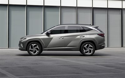 2021, Hyundai Tucson, sidovy, exteri&#246;r, silver crossover, nya silver Tucson, koreanska bilar, Hyundai