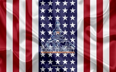 Morgan State University Emblem, American Flag, Morgan State University logo, Baltimore, Maryland, USA, Morgan State University