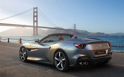 2021, Ferrari Portofino M, rear view, exterior, silver convertible, new silver Portofino M, Italian sports cars, Ferrari