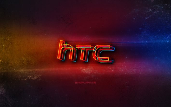 HTC logo, light neon art, HTC emblem, HTC neon logo, creative art, HTC