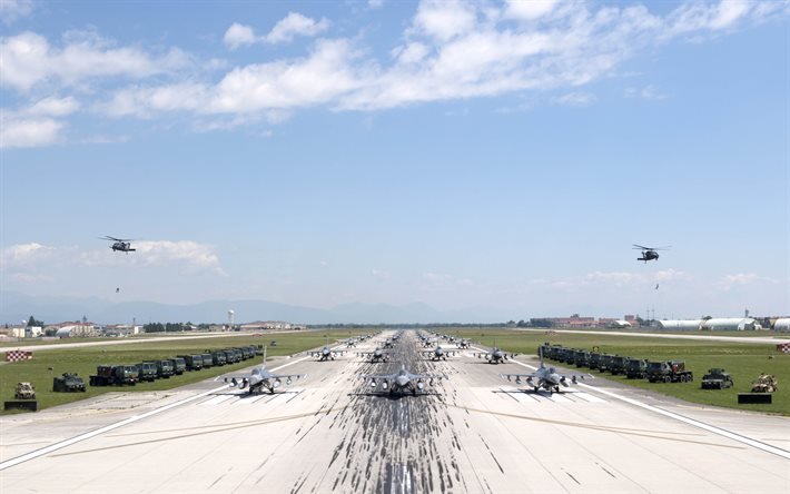 allgemeine dynamik f-16 fighting falcon, f-16, 31 jagdfl&#252;gel, aviano nato-basis, italienische luftwaffe, karnische voralpen, italien, aviano air base