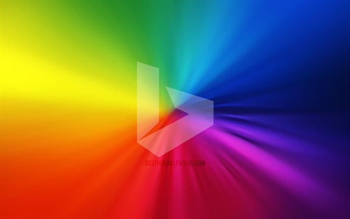 Bingのロゴ, 4k, vortex, 虹の背景, creative クリエイティブ, アートワーク, ブランド, Bing