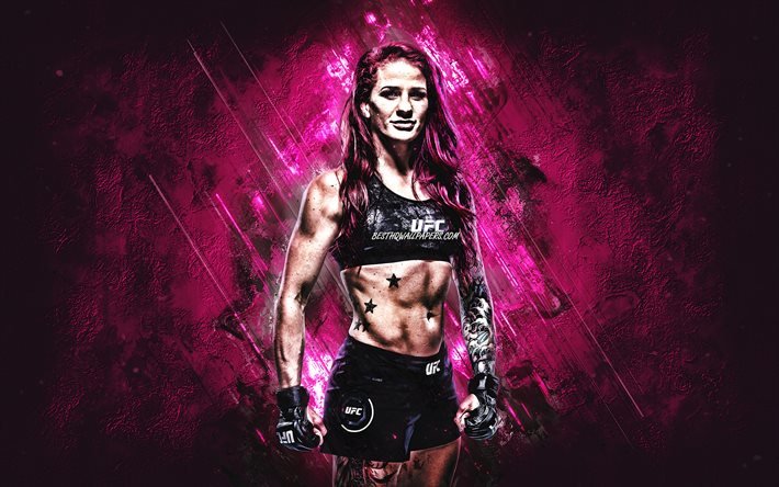 Gina Mazany, UFC, MMA, american fighter, portrait, purple stone background