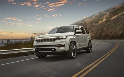 2022, Jeep Grand Wagooner, 4k, vue avant, ext&#233;rieur, grand SUV, nouveau Grand Wagooner blanc, voitures am&#233;ricaines, Jeep