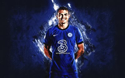 Thiago Silva, Chelsea FC, Brazilian footballer, Premier League, England, soccer, blue stone background, football