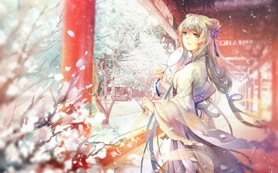 Vocaloid, Luo Tianyi, kimono, Japanese manga, female characters