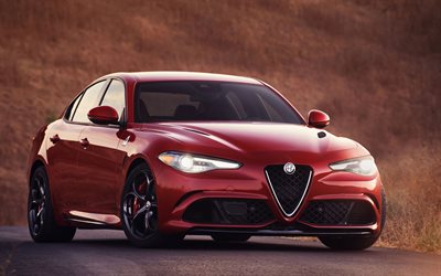 Alfa Romeo Giulia, 2018 les voitures, les phares, la route, Giulia, Alfa Romeo