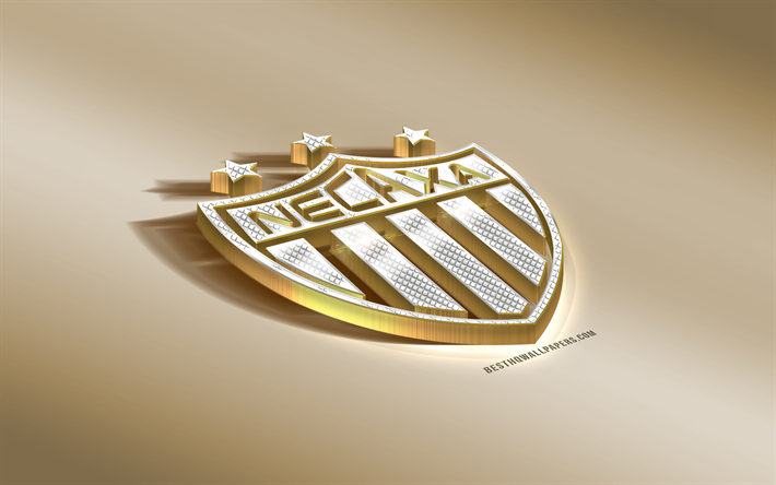 Club Necaxa, Mexican football club, golden silver logo, Aguascalientes, Mexico, Liga MX, 3d golden emblem, creative 3d art, football