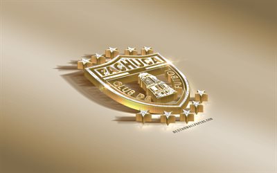 CF-Pachuca, Mexikansk fotboll club, golden silver logotyp, Pachuca de Soto, Mexiko, Liga MX, 3d gyllene emblem, kreativa 3d-konst, fotboll