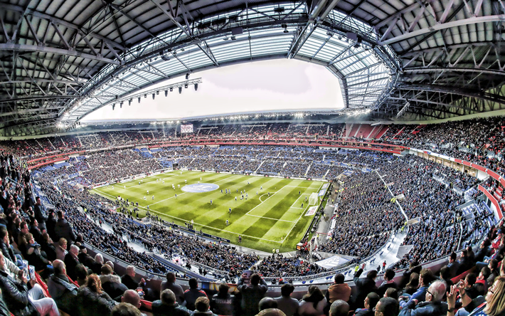Olympique Lyonnais stadyum, ma&#231;, tam stadyum Işıkları, boş stadyum, Uluslararası Stadyumu, Olimpiyat Parkı ve Olimpiyat Lyonnais, Fransız stadyumlar, spor sahaları, Lyon, Fransa