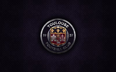 Toulouse FC, Fransız Futbol Kul&#252;b&#252;, mor metal doku, metal logo, amblem, yeni logo, Toulouse, Fransa 1, İzle, yaratıcı sanat, futbol