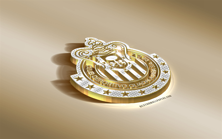 CD Guadalajara, Mexikansk fotboll club, golden silver logotyp, Guadalajara, Mexiko, Liga MX, 3d gyllene emblem, kreativa 3d-konst, fotboll, Chivas Guadalajara