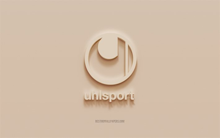 Uhlsport-logotyp, brun gipsbakgrund, Uhlsport 3d-logotyp, varum&#228;rken, Uhlsport-emblem, 3d-konst, Uhlsport