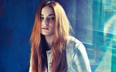 Sophie Turner, English actress, portrait, red-haired woman, young stars, British celebrities