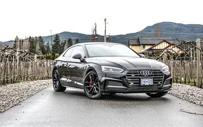Audi S5, 2018, Svart Optik, 4k, sport coupe, svart S5, tuning S5, Tyska bilar, Audi