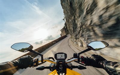 Motorcycles driving, 4k, Ducati Monster 821, 2017 bikes, motorcycle steering, Ducati