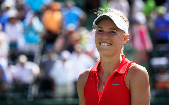 كارولين فوزنياكي, WTA, لاعب التنس الدنماركية, 4k, صورة, ابتسامة, التنس