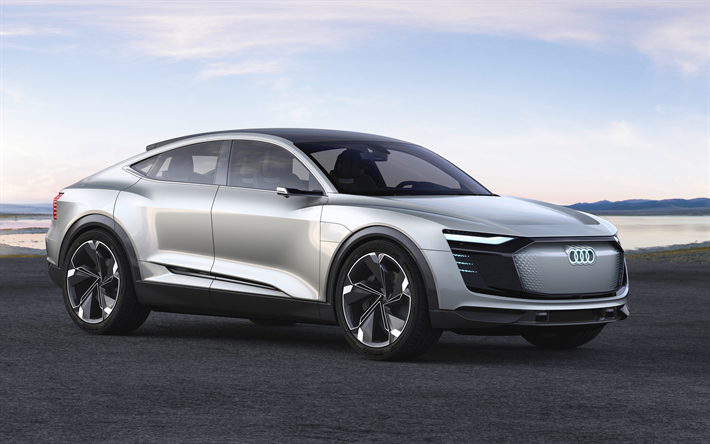 أودي e-tron Sportback, 2018, 4k, مفهوم, سيارات الدفع الرباعي, السيارات الكهربائية, السيارات الألمانية, أودي