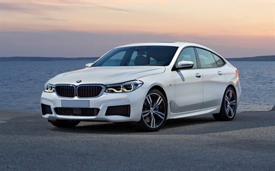 BMW 6 GT, 2018, Gran Turismo, 4k, yeni beyaz 5 Serisi, Alman otomobil BMW