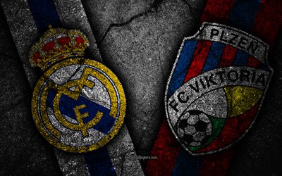 Real Madrid vs Viktoria Plzen, Champions League, Group Stage, Round 3, creative, Real Madrid FC, Viktoria Plzen FC, black stone