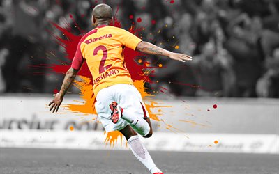 Mariano, 4k, art, Galatasaray, Brazilian football player, splashes of paint, grunge art, creative art, Super League, Turkey, football, Mariano Ferreira Filho