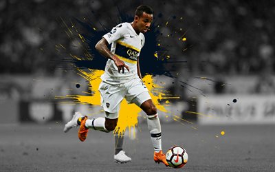 Sebastian Villa, 4k, l&#39;arte, il Boca Juniors, il Colombiano giocatore di calcio, schizzi di vernice, grunge, arte, creativo, Argentina, calcio