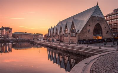 Gothenburg, Sweden, morning, sunrise, river, beautiful Swedish city, River of the Geats