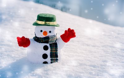 Download wallpapers snowman, toy, winter, snow, New Year for desktop ...