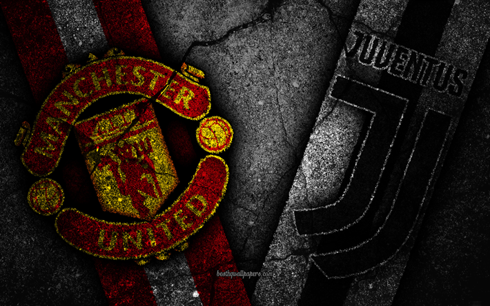 Manchester United vs Juventus, Champions League, Group Stage, Round 3, creative, Manchester United FC, Juventus FC, black stone