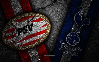O PSV vs Tottenham, Liga Dos Campe&#245;es, Fase De Grupos, Rodada 3, criativo, O PSV FC, O Tottenham FC, pedra preta