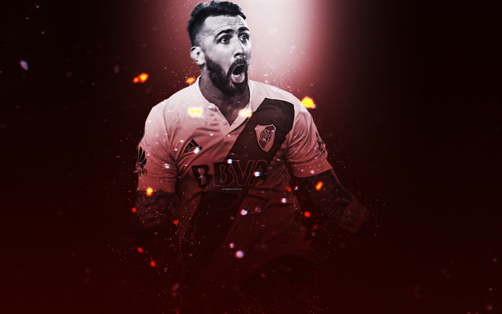 Lucas Pratto, 4k, creative art, River Plate FC, Argentinian footballer, lighting effects, Argentina, football players, Club Atletico River Plate