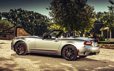 2018, Abarth 124 Spider, silver convertible, rear view, Italian cars, Fiat 124 Spider