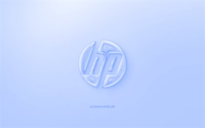 PS logo 3D, Fundo azul, Azul PS gel&#233;ia de logotipo, PS emblema, criativo, arte 3D, Hewlett-Packard
