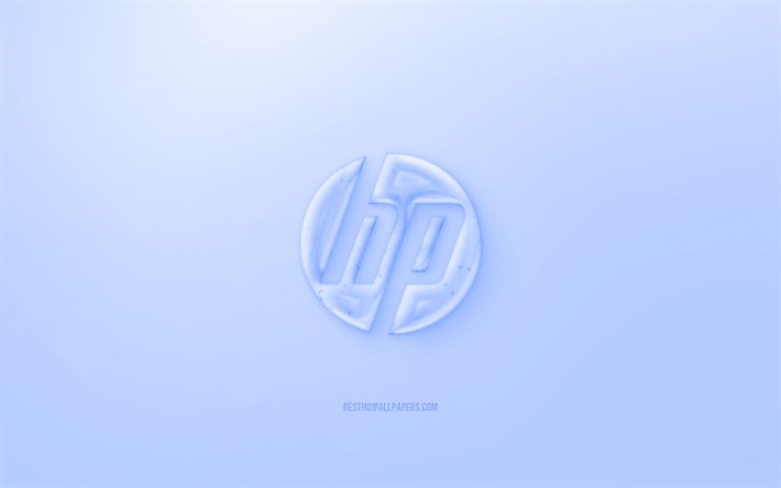 HP 3D logosu, Mavi arka plan, Mavi, HP jelly logo, HP amblemi, yaratıcı 3D sanat, Hewlett-Packard