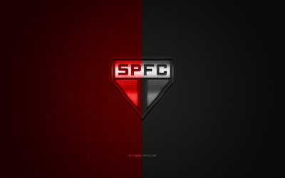 Sao Paulo FC, Brazilian football club, Serie A, Red Black logo, Red Black carbon fiber background, football, Sao Paulo, Brazil, Sao Paulo FC logo