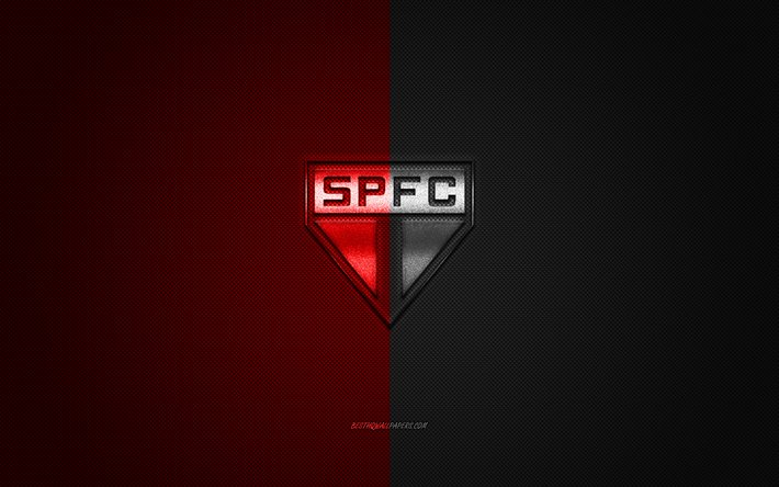 Sao Paulo FC, Brazilian football club, Serie A, Rosso, Nero, logo, contesto in fibra di carbonio, calcio, Sao Paulo, Brasile, Sao Paulo FC logo