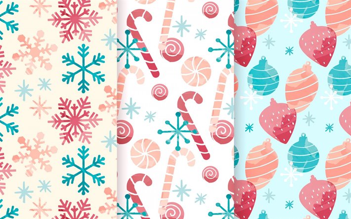 weihnachten textur mit farbigen schneeflocken, neues jahr hintergrund, retro christmas background, weihnachten textur