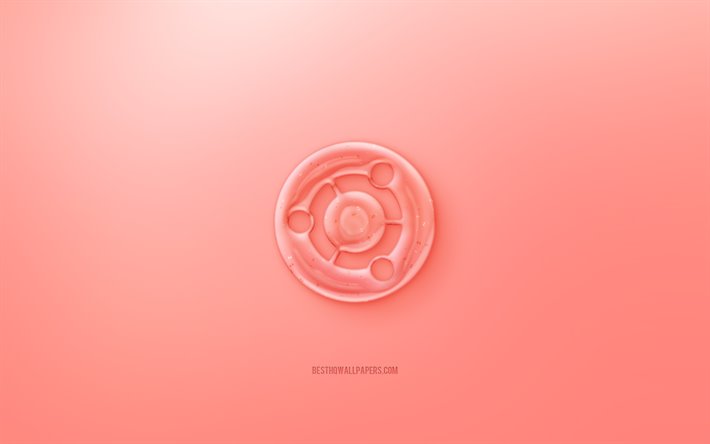 أوبونتو شعار 3D, خلفية حمراء, الأحمر أوبونتو جيلي شعار, أوبونتو شعار, الإبداعية الفن 3D, أوبونتو