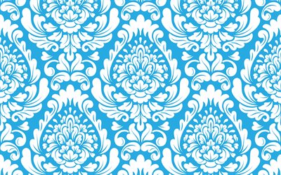 sininen koriste tekstuuri, vintage koriste tekstuuri, retro tekstuuri, kukka ornamentti tausta, sininen ornamentti tausta